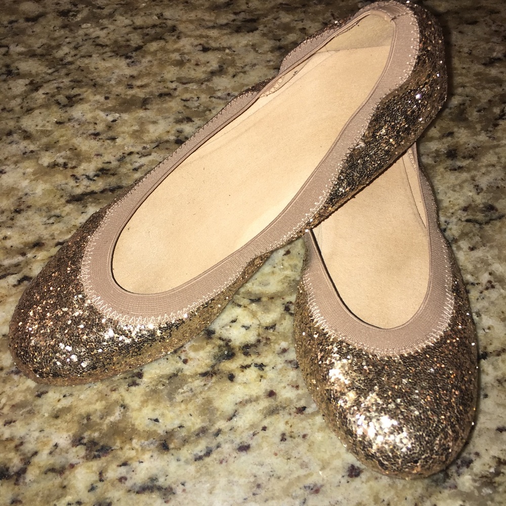 Stuart Weitzman Gold Glitter Flats